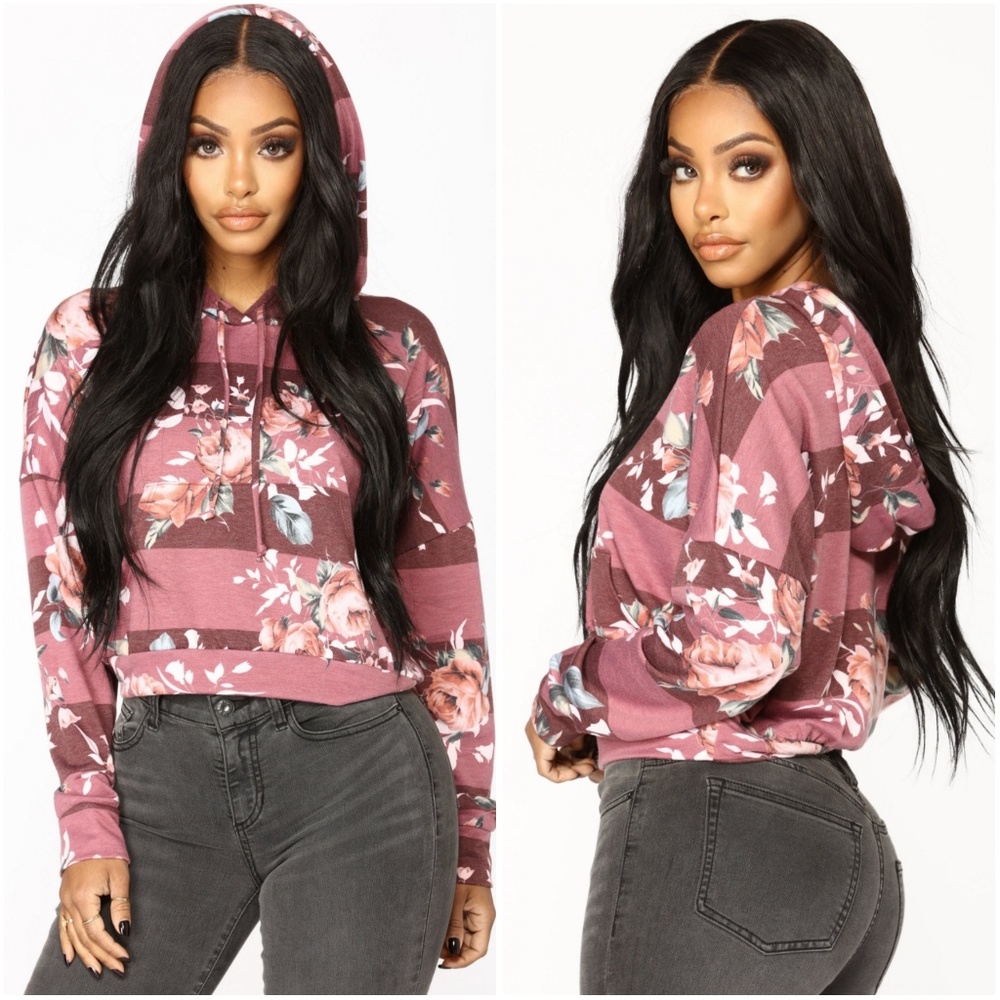 Fashion Nova | Floral Print Striped Hoodie